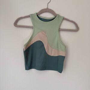 Multicolored Mock Neck Sleeveless Crop Tank Top